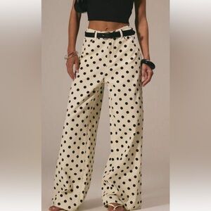 Denim polka dot wide leg denim jeans NWOT